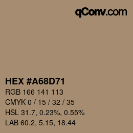 カラーコード: HEX #A68D71 | qconv.com