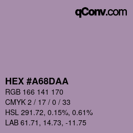 カラーコード: HEX #A68DAA | qconv.com