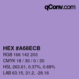 カラーコード: HEX #A68ECB | qconv.com