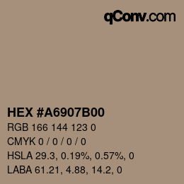 カラーコード: HEX #A6907B00 | qconv.com
