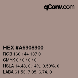 颜色代码: HEX #A6908900 | qconv.com
