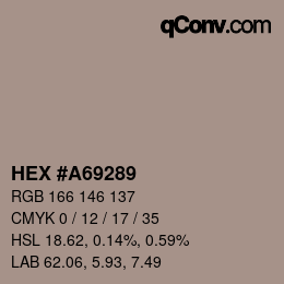 カラーコード: HEX #A69289 | qconv.com