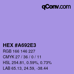 Color code: HEX #A692E3 | qconv.com
