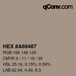 颜色代码: HEX #A69487 | qconv.com
