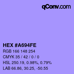 カラーコード: HEX #A694FE | qconv.com