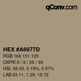 颜色代码: HEX #A6977D | qconv.com