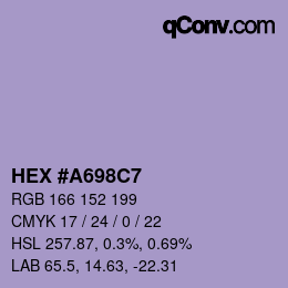 Color code: HEX #A698C7 | qconv.com