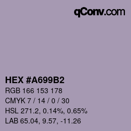 Color code: HEX #A699B2 | qconv.com