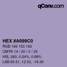 Color code: HEX #A699C0 | qconv.com