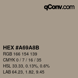 Farbcode: HEX #A69A8B | qconv.com