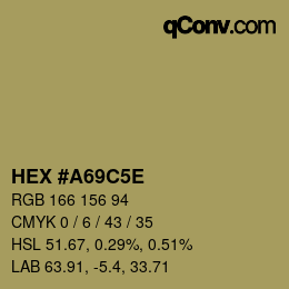 Farbcode: HEX #A69C5E | qconv.com