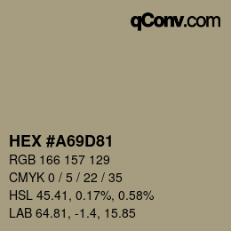 Farbcode: HEX #A69D81 | qconv.com