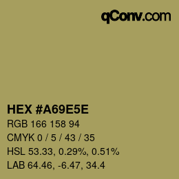 Farbcode: HEX #A69E5E | qconv.com