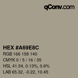 Código de color: HEX #A69E8C | qconv.com