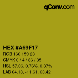 颜色代码: HEX #A69F17 | qconv.com