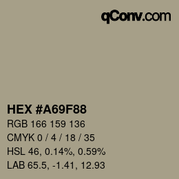 Farbcode: HEX #A69F88 | qconv.com