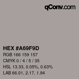 颜色代码: HEX #A69F9D | qconv.com