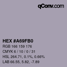 カラーコード: HEX #A69FB0 | qconv.com