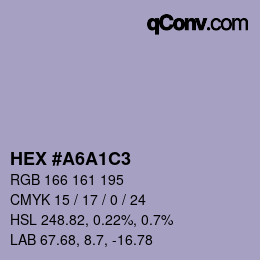 Color code: HEX #A6A1C3 | qconv.com