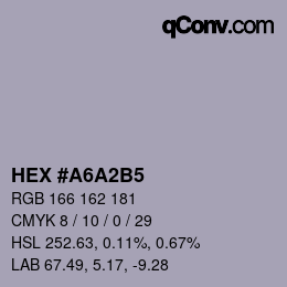 カラーコード: HEX #A6A2B5 | qconv.com