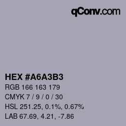 Color code: HEX #A6A3B3 | qconv.com