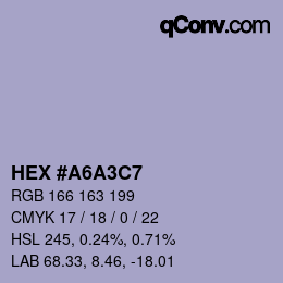 Color code: HEX #A6A3C7 | qconv.com