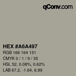 颜色代码: HEX #A6A497 | qconv.com