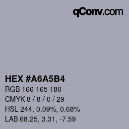 颜色代码: HEX #A6A5B4 | qconv.com