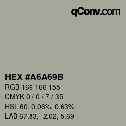 Color code: HEX #A6A69B | qconv.com