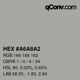 颜色代码: HEX #A6A8A2 | qconv.com