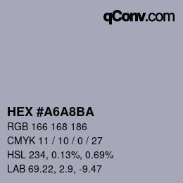 Color code: HEX #A6A8BA | qconv.com