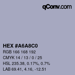 Color code: HEX #A6A8C0 | qconv.com