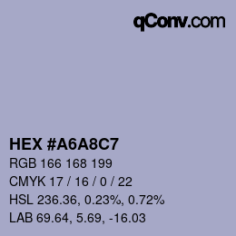 カラーコード: HEX #A6A8C7 | qconv.com