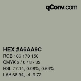 Color code: HEX #A6AA9C | qconv.com