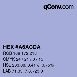 Color code: HEX #A6ACDA | qconv.com