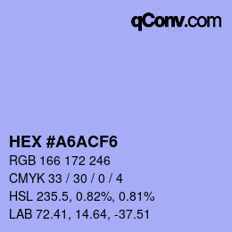 Color code: HEX #A6ACF6 | qconv.com