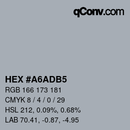 Código de color: HEX #A6ADB5 | qconv.com