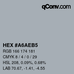 カラーコード: HEX #A6AEB5 | qconv.com