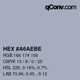 Color code: HEX #A6AEBE | qconv.com