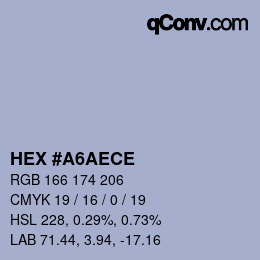 Color code: HEX #A6AECE | qconv.com