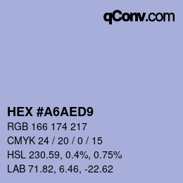 Color code: HEX #A6AED9 | qconv.com