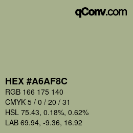 Color code: HEX #A6AF8C | qconv.com