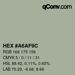 Color code: HEX #A6AF9C | qconv.com