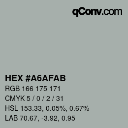 Color code: HEX #A6AFAB | qconv.com