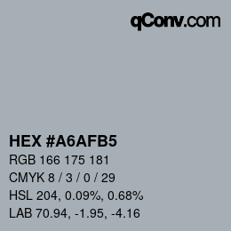 颜色代码: HEX #A6AFB5 | qconv.com