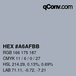 カラーコード: HEX #A6AFBB | qconv.com