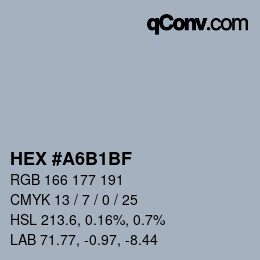 Color code: HEX #A6B1BF | qconv.com