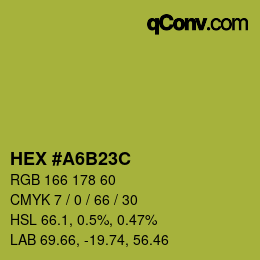 Color code: HEX #A6B23C | qconv.com