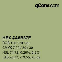 Color code: HEX #A6B37E | qconv.com