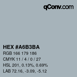 颜色代码: HEX #A6B3BA | qconv.com